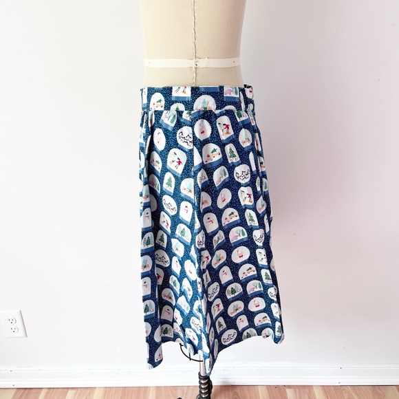Modcloth Festive Blue Snow Globe A-Line Skirt - Picture 4 of 7